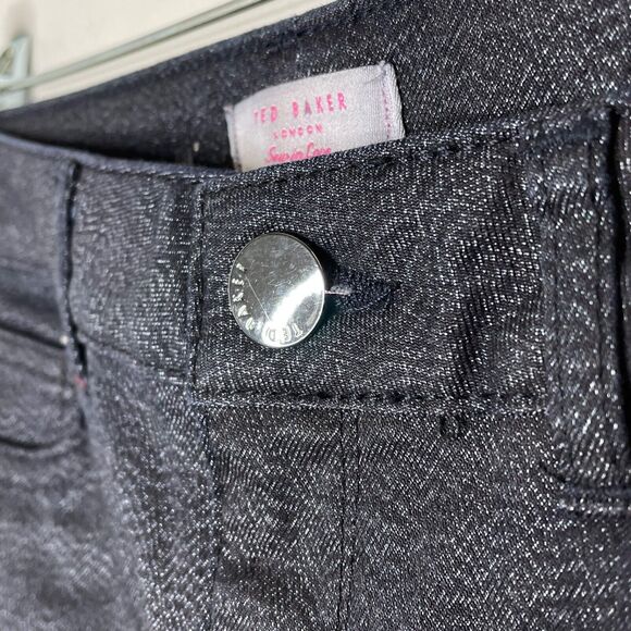 Ted Baker Sew In Love Black Metallic Ankle Skinny Jeans Women’s - Picture 4 of 10
